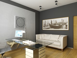 modern interior design (privat apartment 3d rendering)