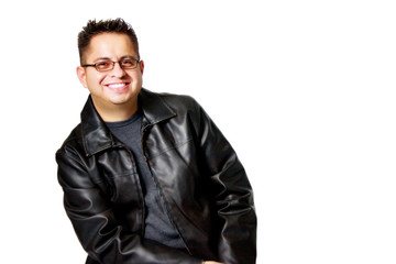 Isolated Young Man Wearing Glasses and Smiling