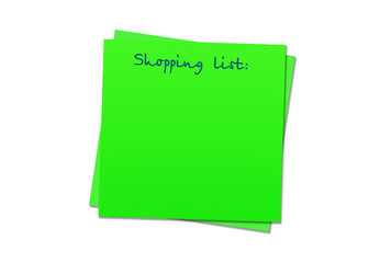 sticky notes green shopping list