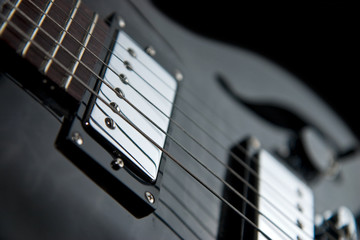 Close view of a jazz guitar