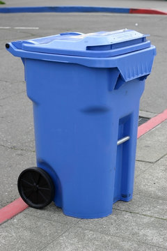 blue recycling container
