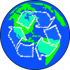 earth or globe with recycle arrows - global effort 