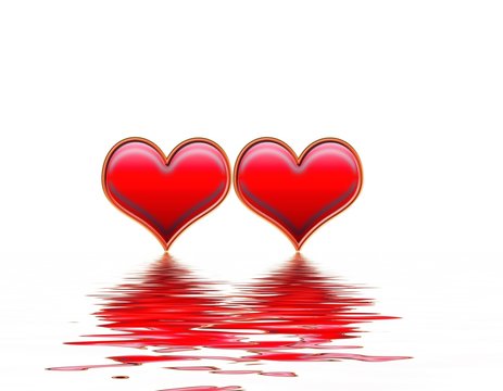 deux coeurs au dessus de l'eau