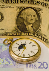 dolar,evro and clock