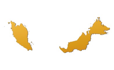 Malaysia map filled with orange gradient. Mercator projection.
