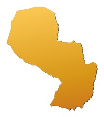 Paraguay map filled with orange gradient