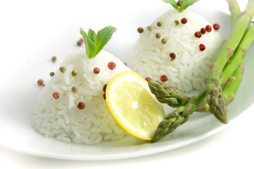 Asperges et riz blanc