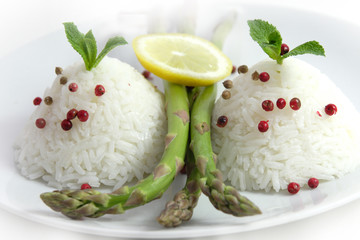 Riz blanc et asperges