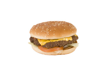 Delicious hamburger with tomato and lettuce