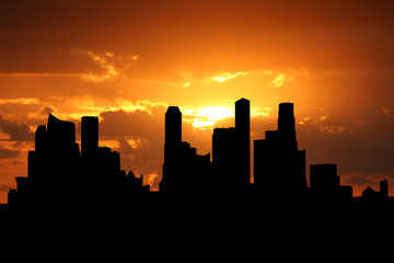 Singapore skyline at sunset