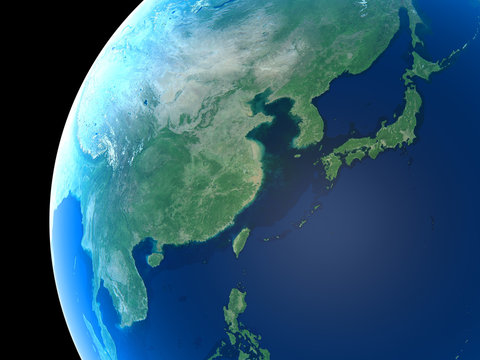 East Asia as seen from space