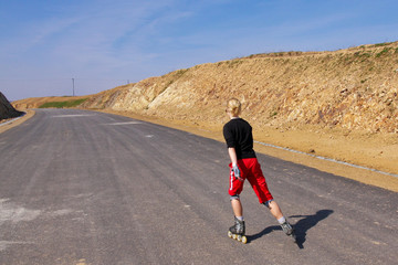 young woman on rollerskates