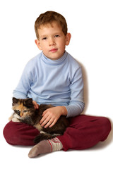 Boy with kitten