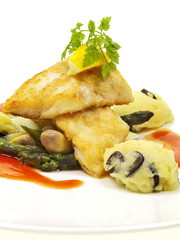 erholungsidee und frühlingsfigur mit fisch und spargel