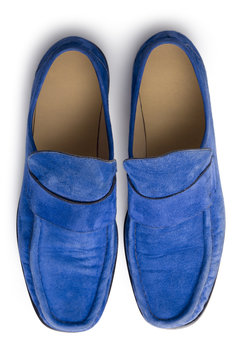 Blue suede shoes from above