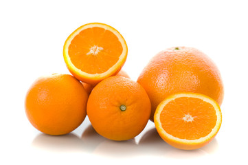 Fresh orange fruits on white background