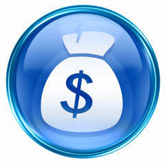 dollar icon blue, isolated on white background