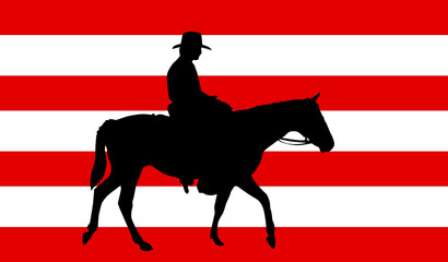 Vaquero sobre bandera americana