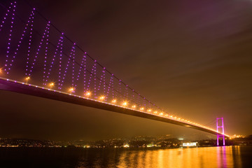istanbul basphorus bridge. istanbul night city scene.