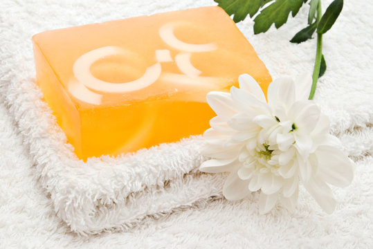 Yellow Soap On Towel