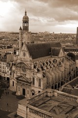 The Saint-Etienne-du-Mont Church in Paris - aerial view