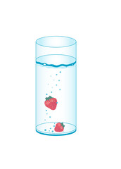Glass of water with strawberries