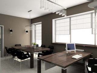 3D render modern interior of office
