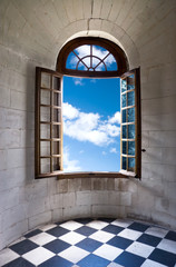 Old wide open window in castle © chaossart