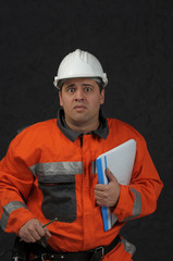 mine worker with file