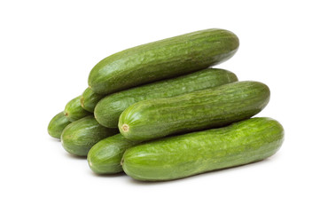 Green cucumbers isolated on the white background