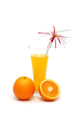 Orange and juice  isolated on the white