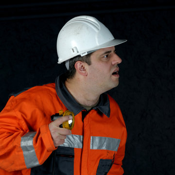 mine worker searching