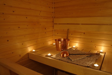 Fototapeta na wymiar Wnętrze sauny fińskiej