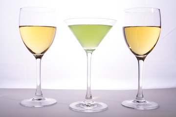 Wine and martini glasses