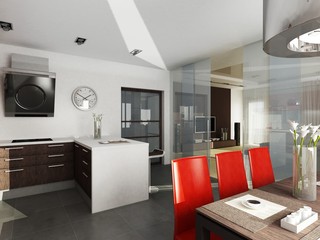 Modern design of an interior of kitchen