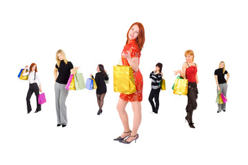Fototapeta premium many girls shopping