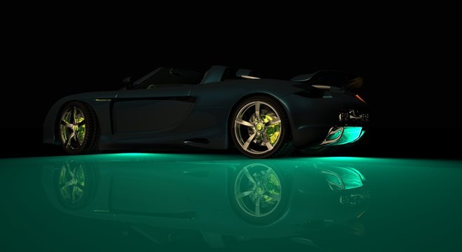 Sports Car Green Neon