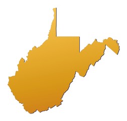 West Virginia (USA) map filled with orange gradient