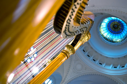 Harp strings close up