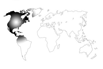 Fototapeta na wymiar Mapa Świata: Amerykańska Wpływ
