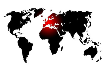 Fototapeta na wymiar Mapa Świata: Europa w centrum świata