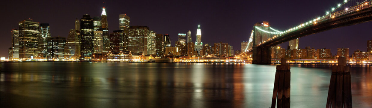 Fototapeta Panorama de Manhattan avec Brooklyn Bridge, New York