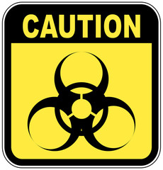 yellow and black biohazard warning sign 