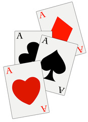 poker deck with four aces in all suits 
