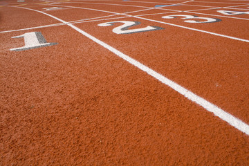 Fototapeta premium Track numbers on Red Field