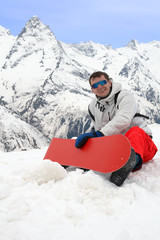 Smiling snowboarder