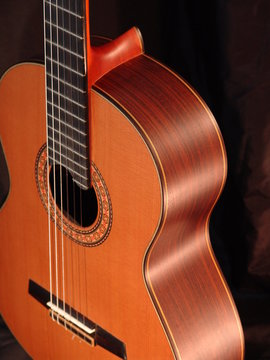 Classical guitar body close up