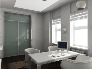 Fototapeta na wymiar 3D render modern interior of office