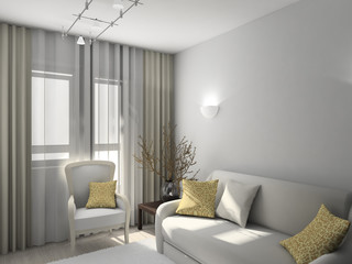 Fototapeta na wymiar 3D render modern interior of living-room