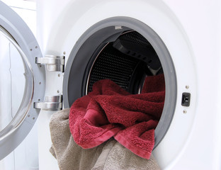 Towels in the washer